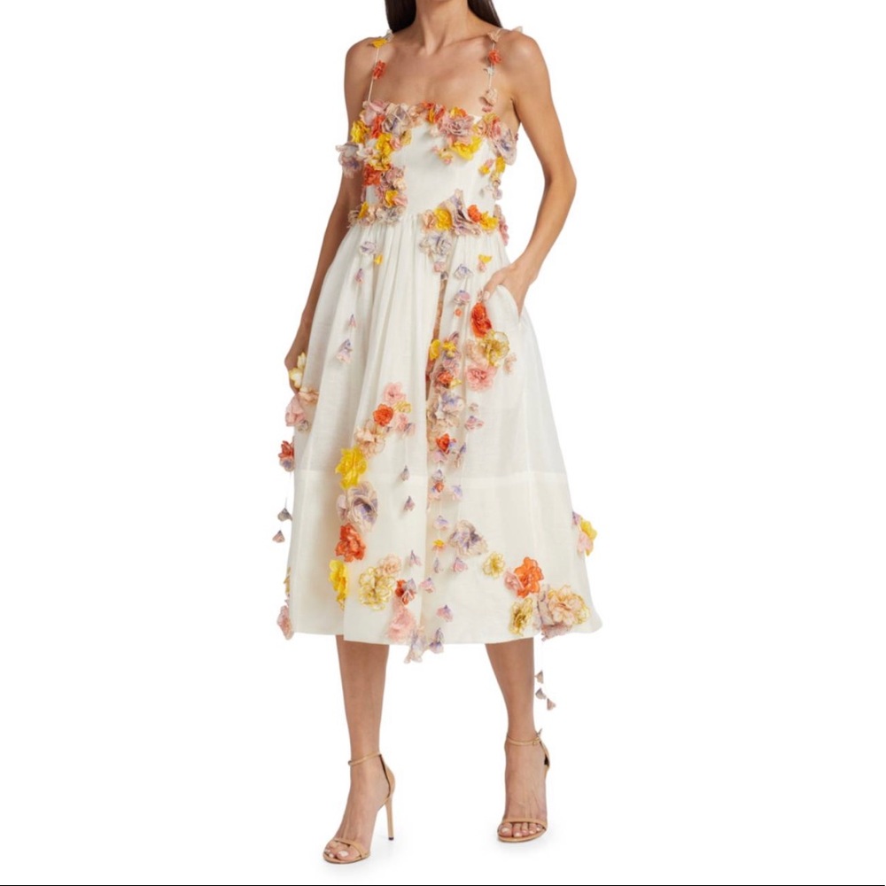 NWT Zimmermann Floral Appliqué Midi Dress size 1